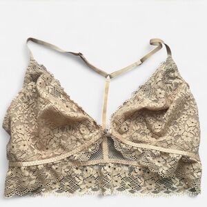 Gilligan & O Malley Bralette size large front closure beige lace